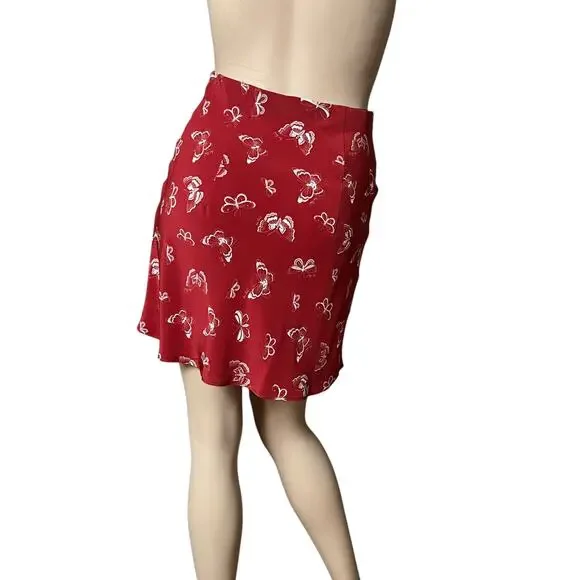 Realisation 100% Silk Par Cookies Mini Skirt S Butterfly Print Elastic Waist - Picture 5 of 9